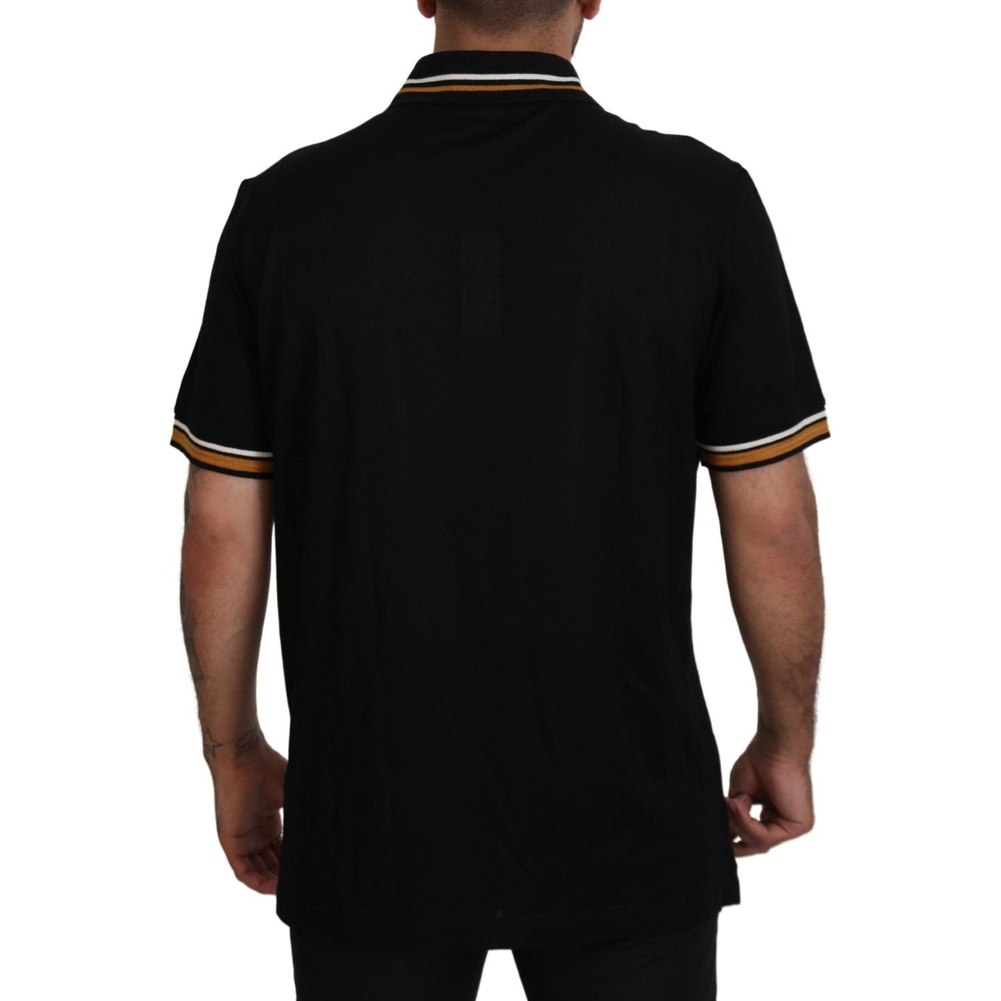 Elegant Black Silk Polo T-Shirt