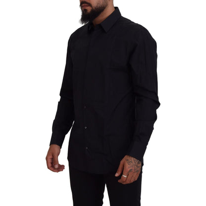 Dolce & Gabbana Black Gold Cotton Slim Fit Dress Mens Shirt