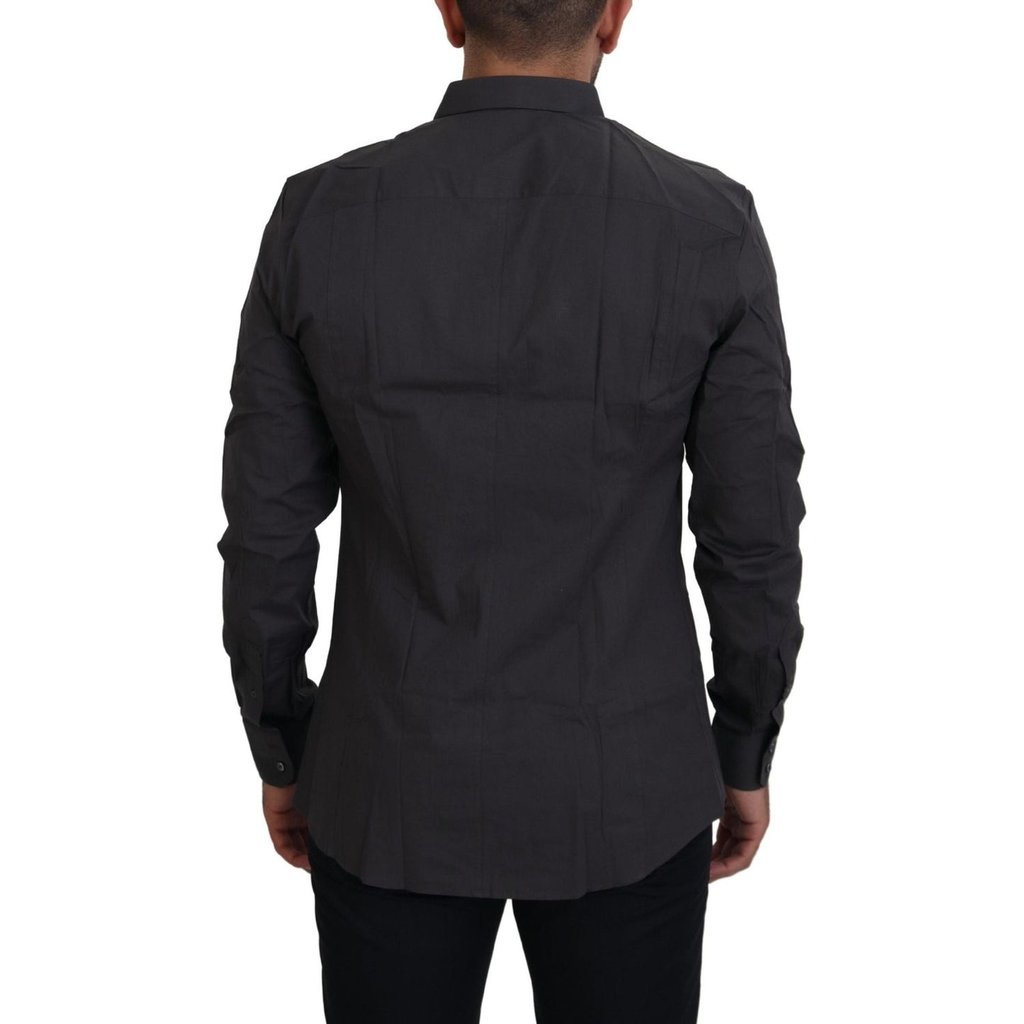 Elegant Gray Sicilia Slim Fit Dress Shirt