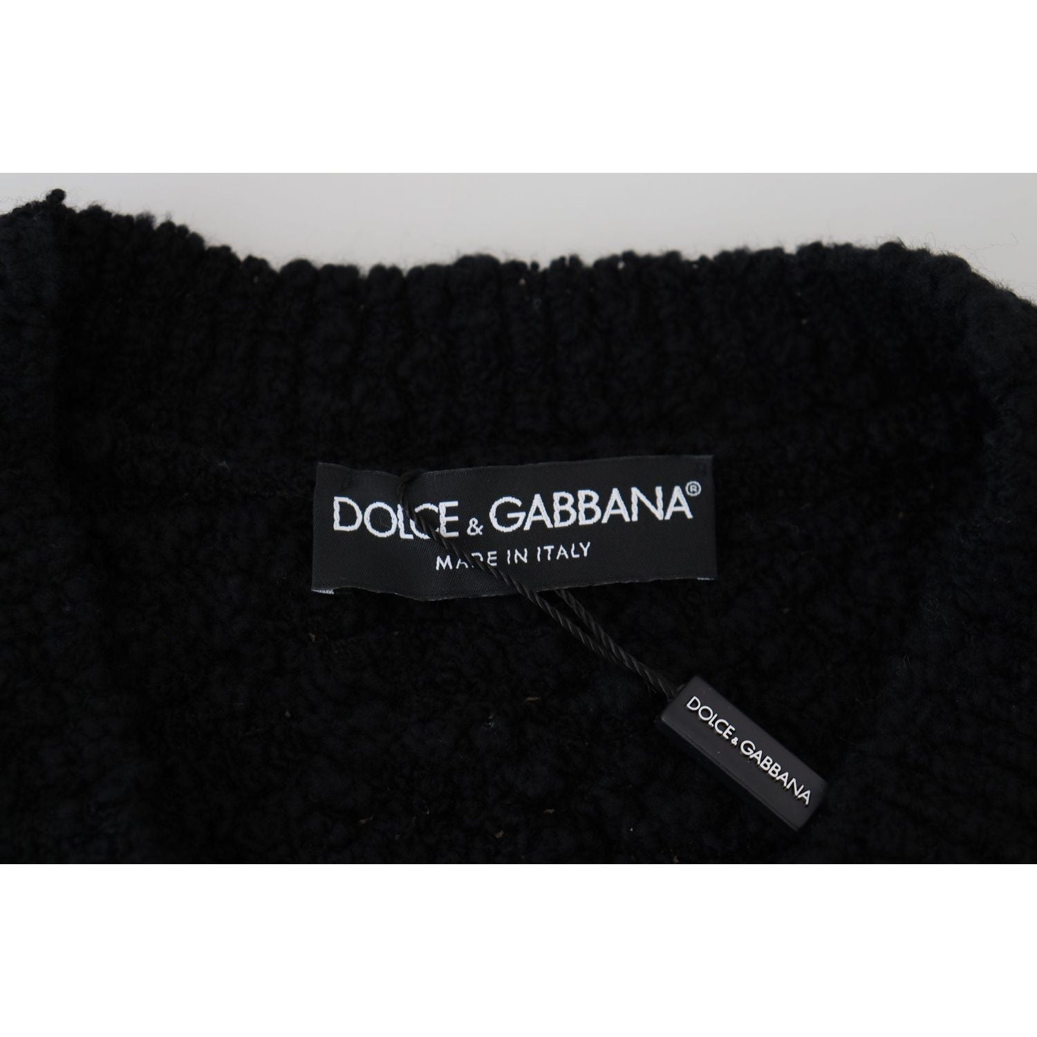 Dolce & Gabbana Black Wool V-neck Knitted Pullover Sweater