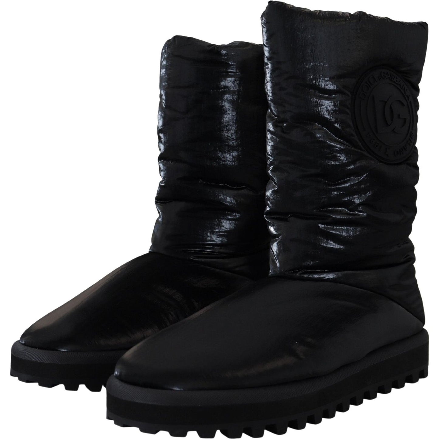 Elegant Mid-Calf Boots in Black Polyester