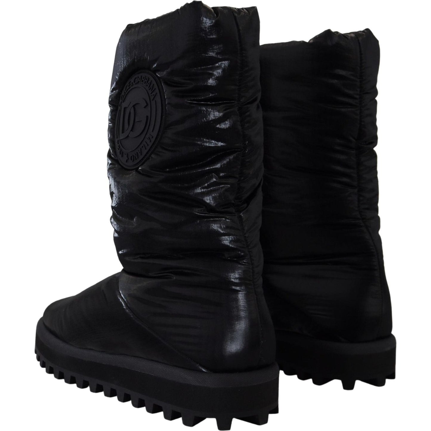 Elegant Mid-Calf Boots in Black Polyester