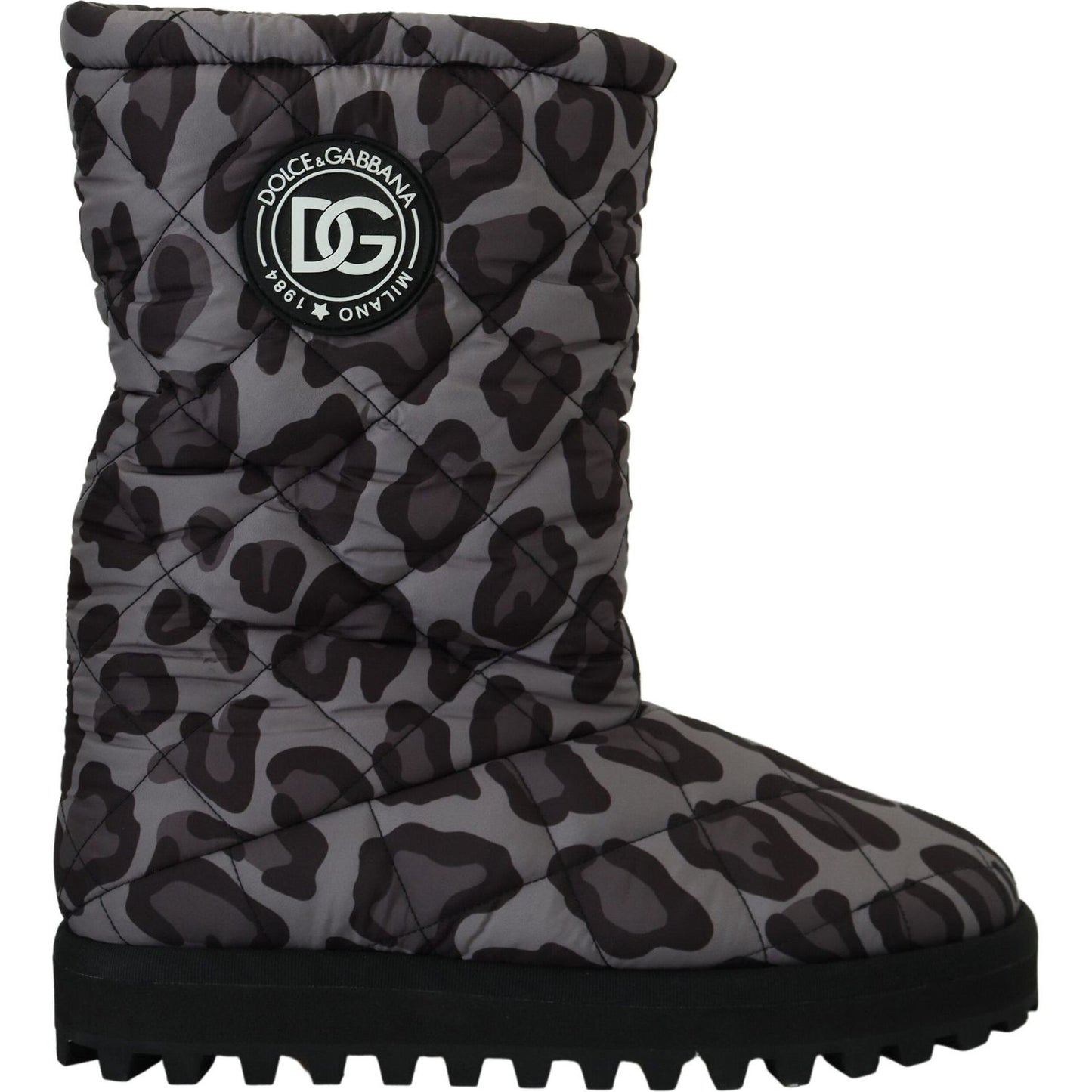 Elegant Gray Leopard Mid Calf Boots