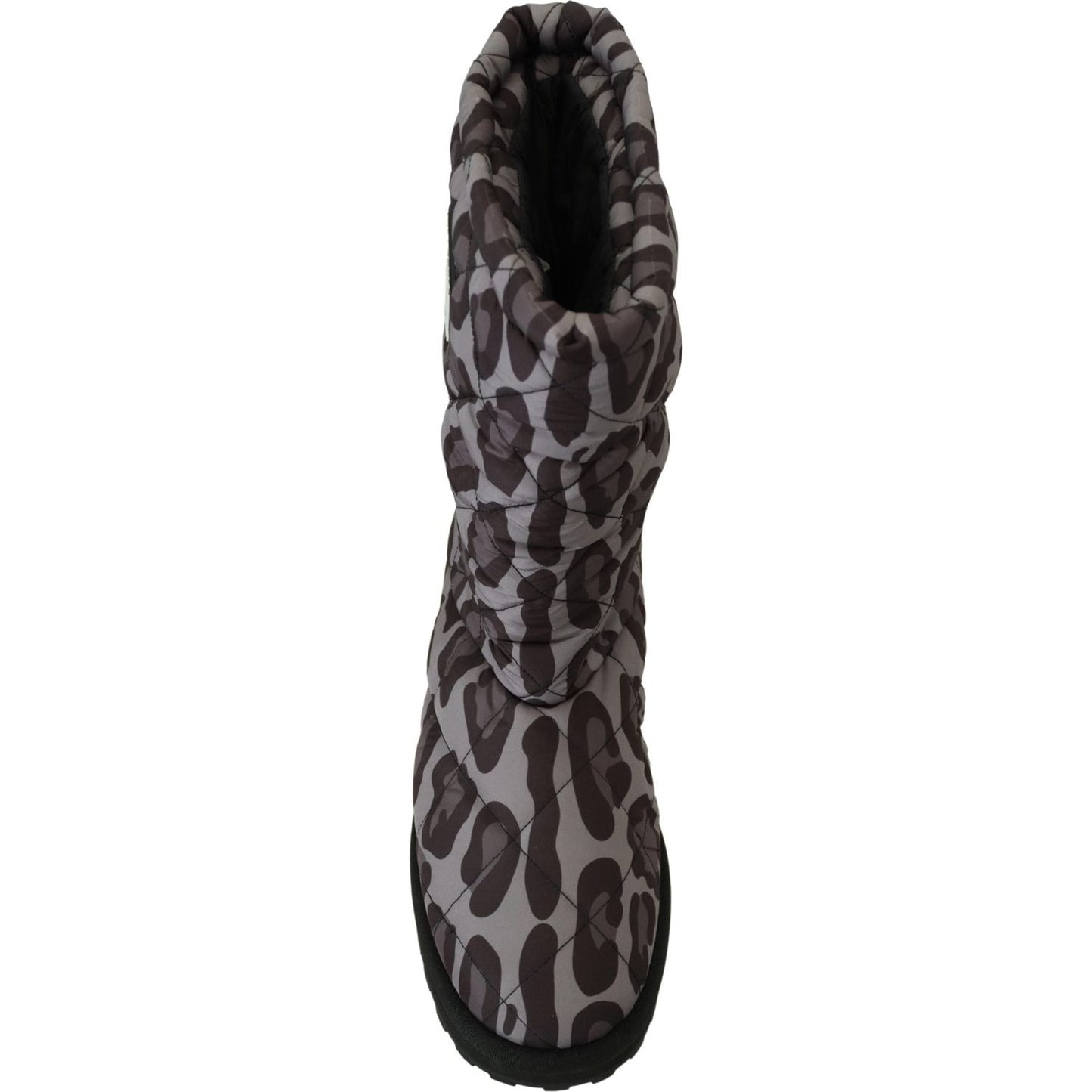 Elegant Gray Leopard Mid Calf Boots