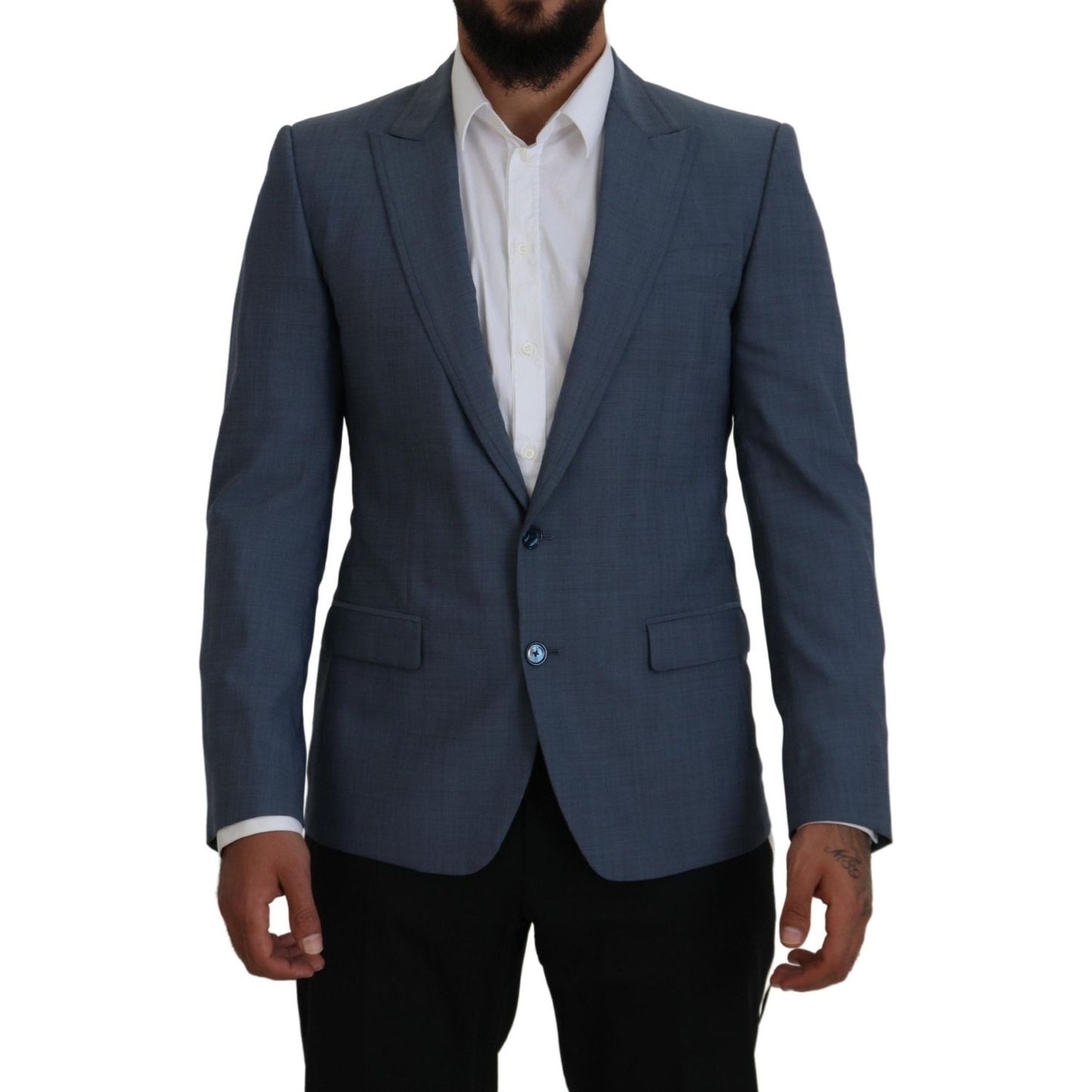 Dolce & Gabbana Blue Wool Stretch Slim Fit Jacket Blazer