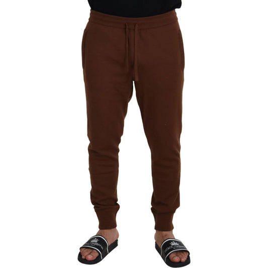 Elegant Brown Cashmere Jogger Pants