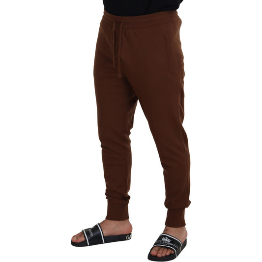 Elegant Brown Cashmere Jogger Pants