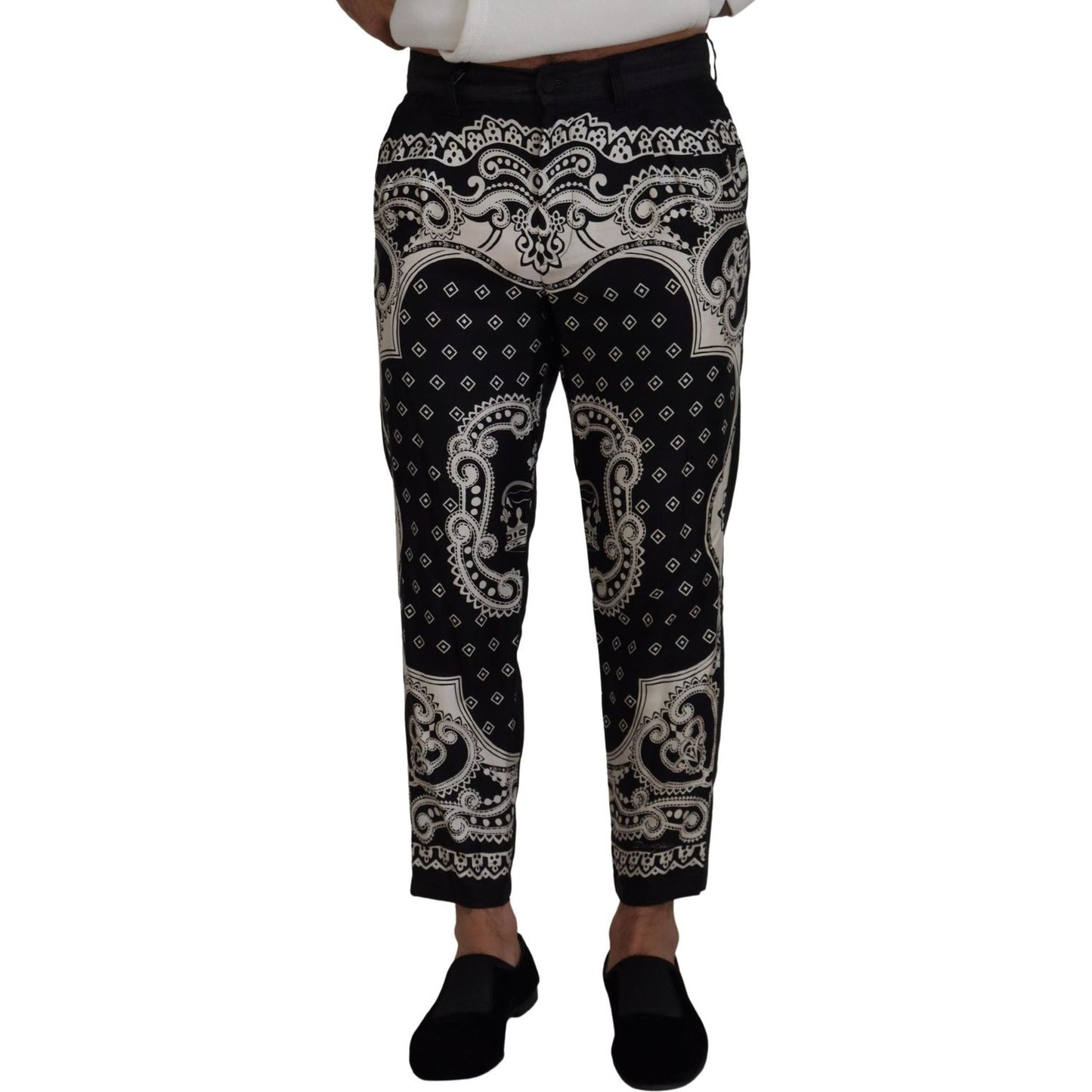 Dolce & Gabbana Black Silk Bandana Print Pants Dolce & Gabbana