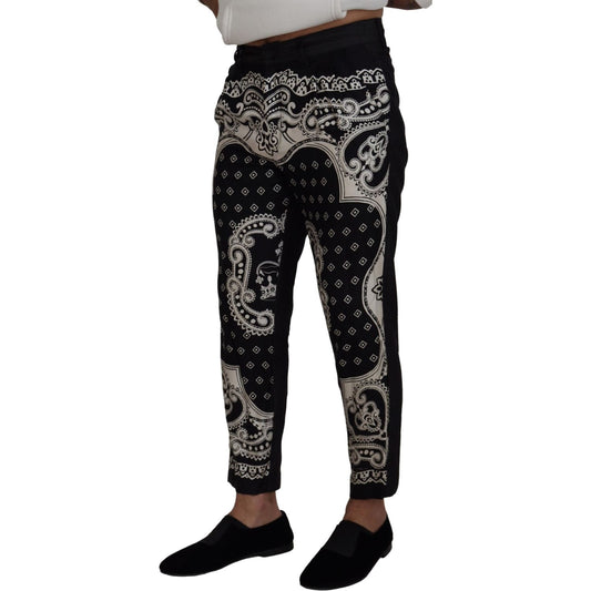 Elegant Bandana Print Silk-Cotton Pants