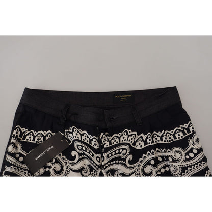 Dolce & Gabbana Black Silk Bandana Print Pants Dolce & Gabbana