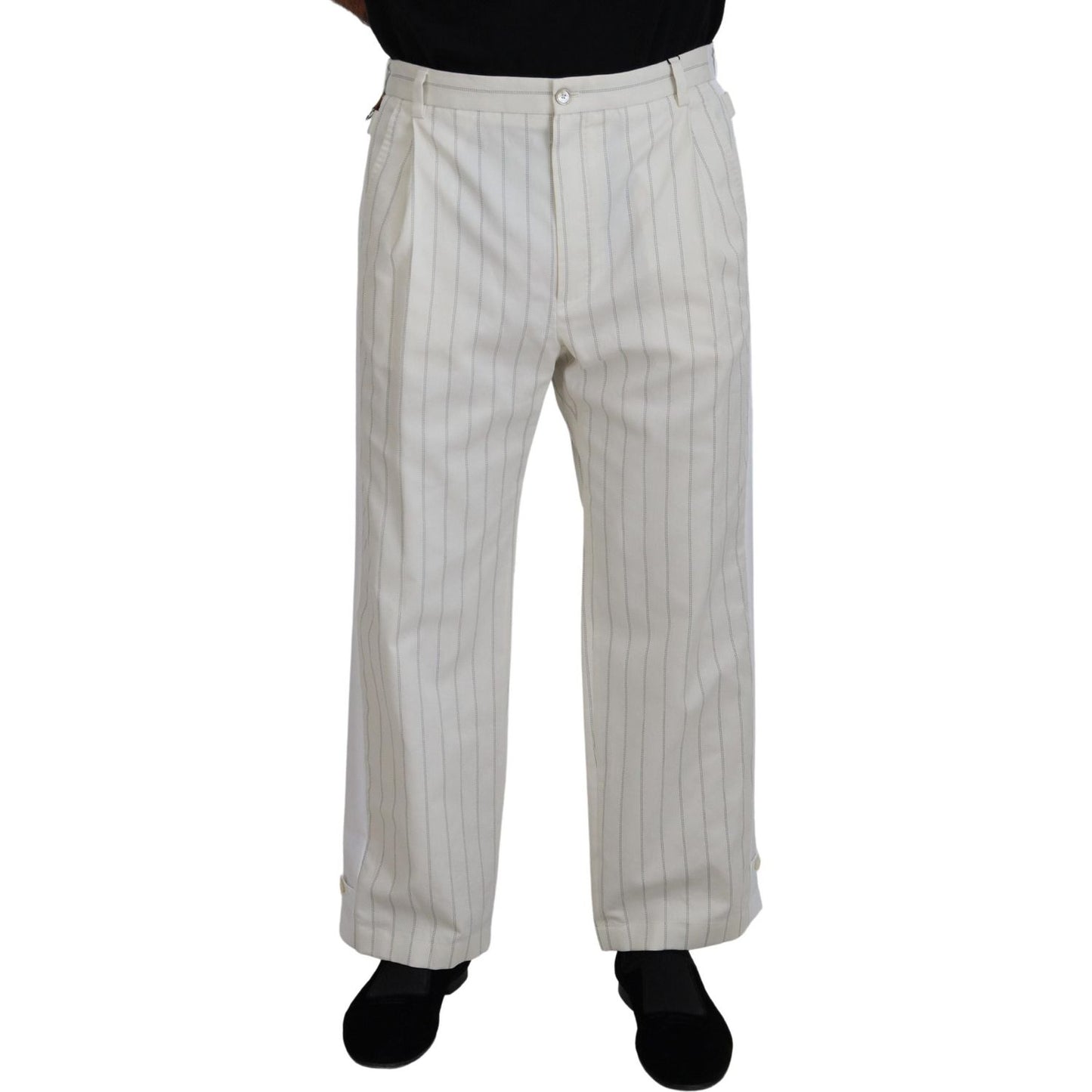 Elegant White Striped MainLine Trousers