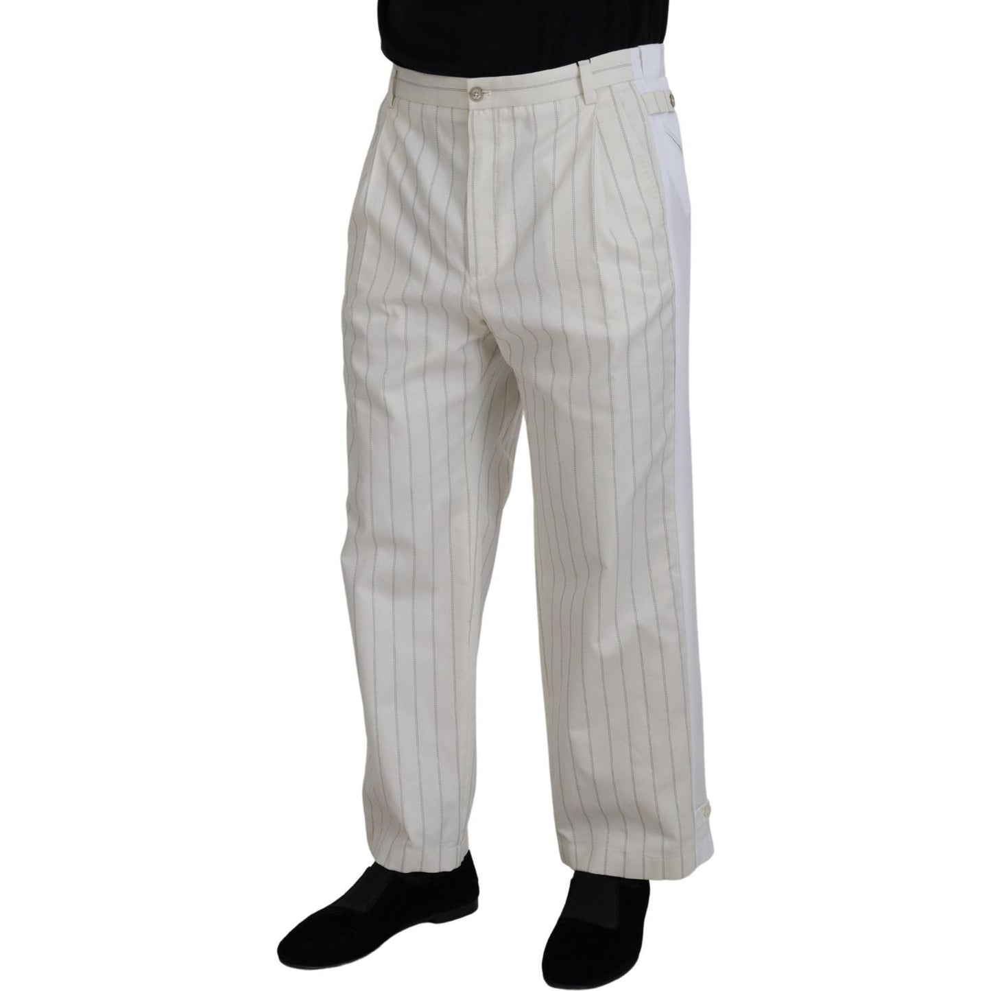 Elegant White Striped MainLine Trousers