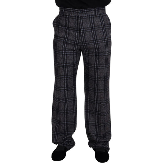 Dolce & Gabbana Gray Checkered Mid Waist Men Pants