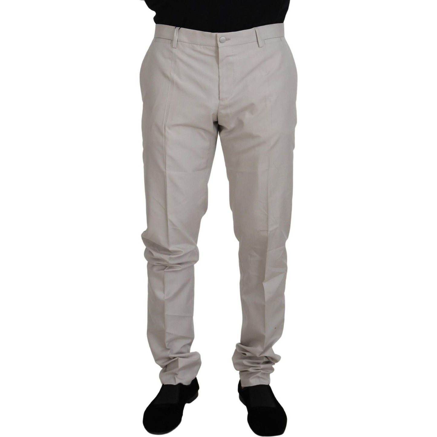 Elegant Off White Silk Blend Trousers