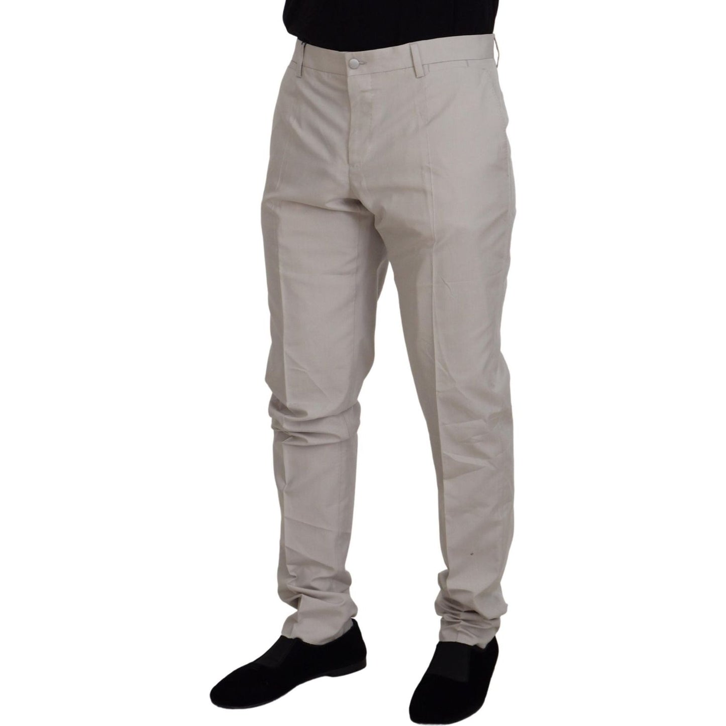 Elegant Off White Silk Blend Trousers