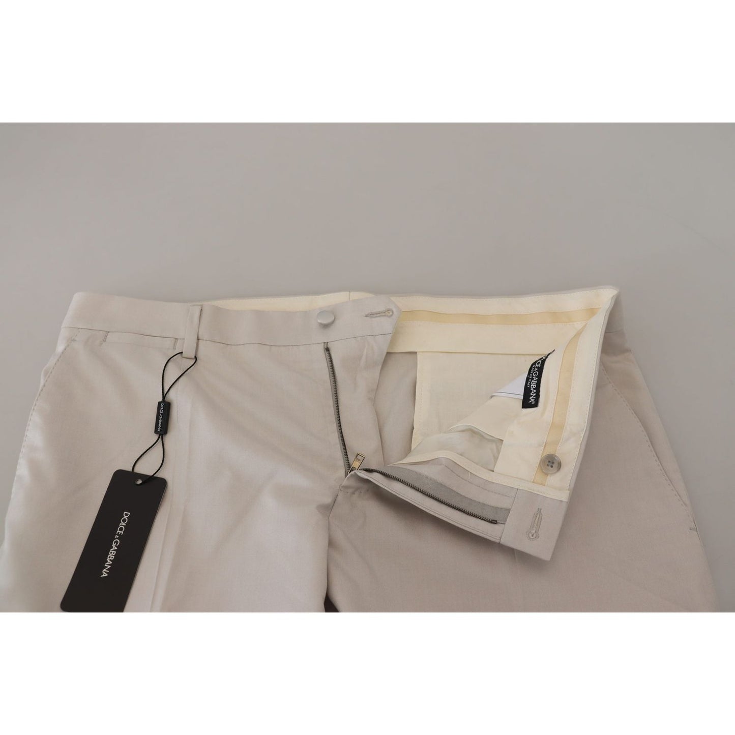 Elegant Off White Silk Blend Trousers