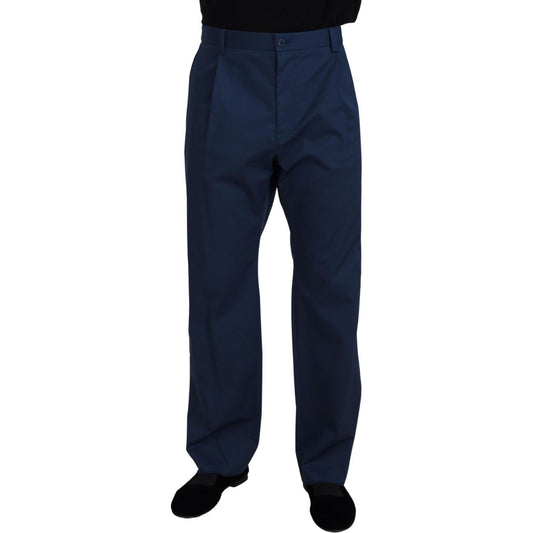 Elegant Blue Cotton Blend Pants for Men