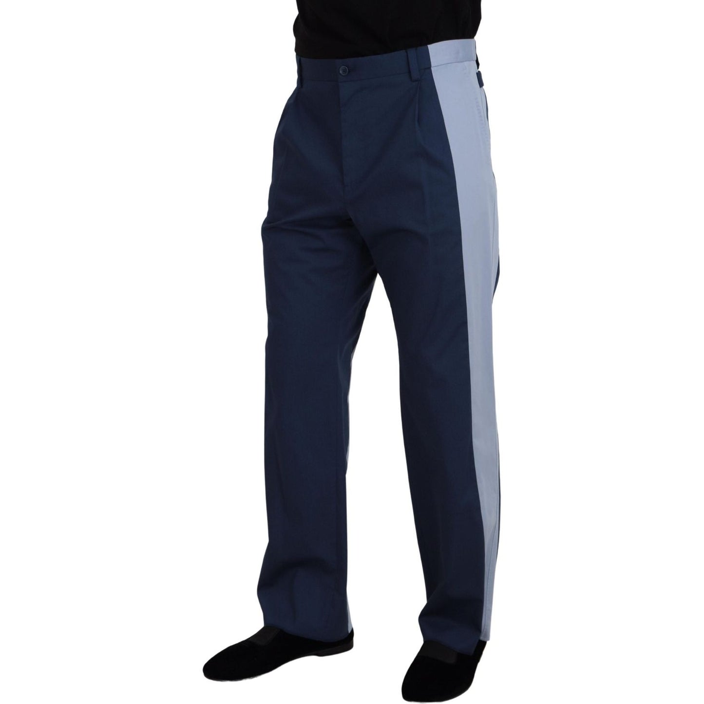 Elegant Blue Cotton Blend Pants for Men