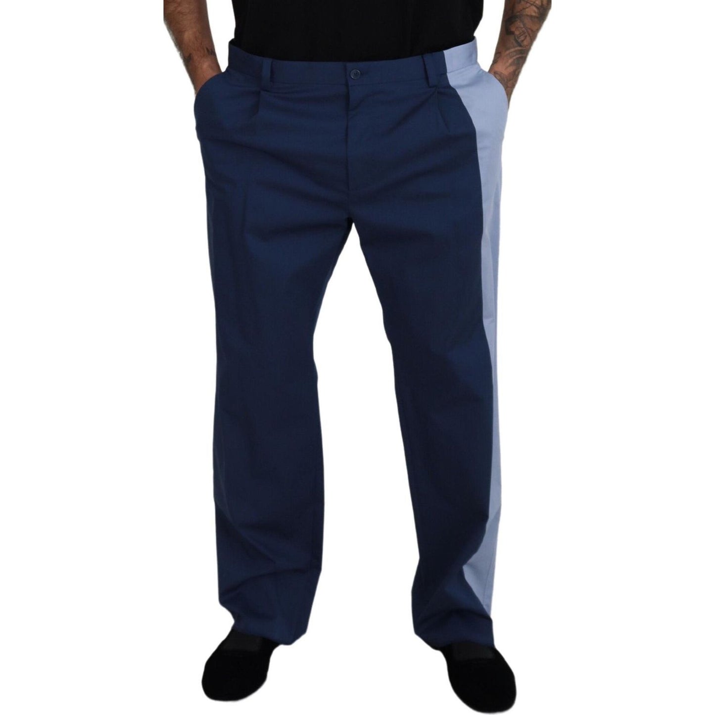 Elegant Blue Cotton Blend Pants for Men