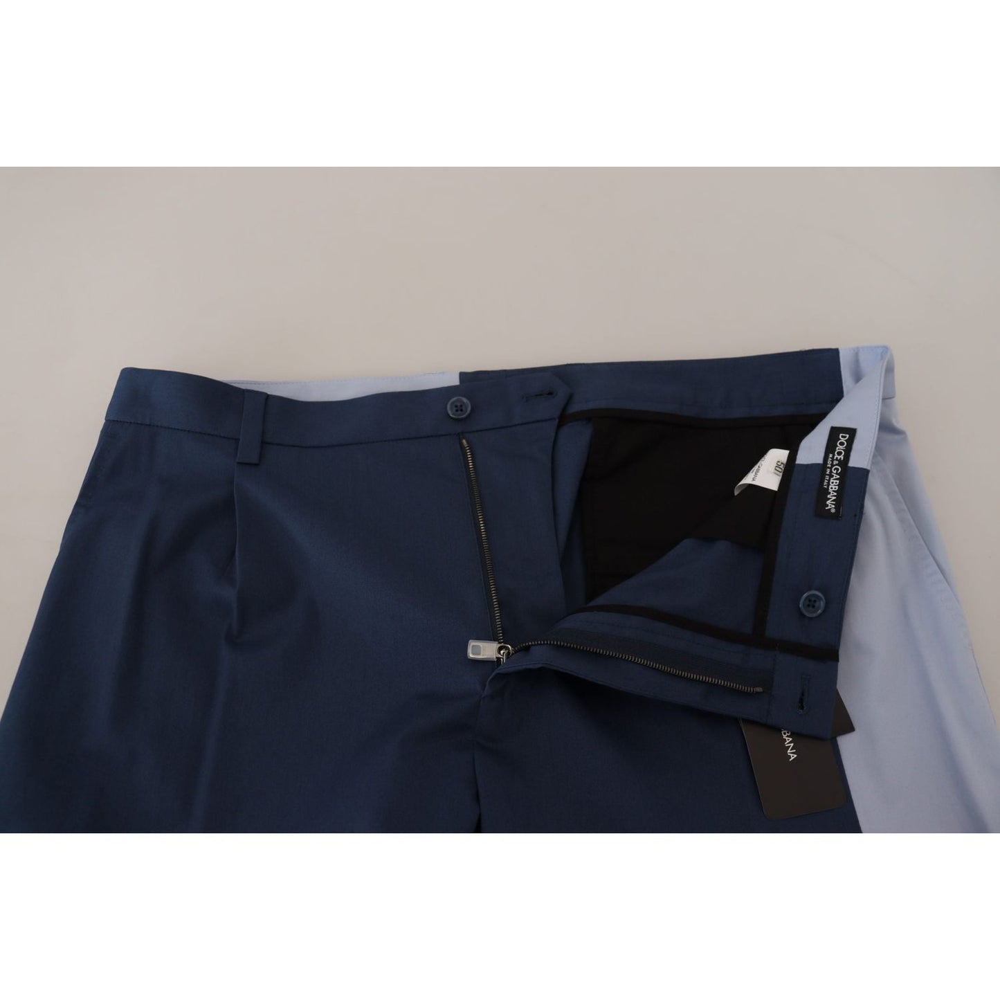 Elegant Blue Cotton Blend Pants for Men