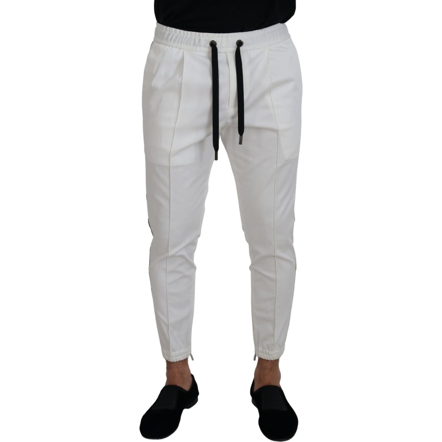 Elegant White Cotton Jogger Pants