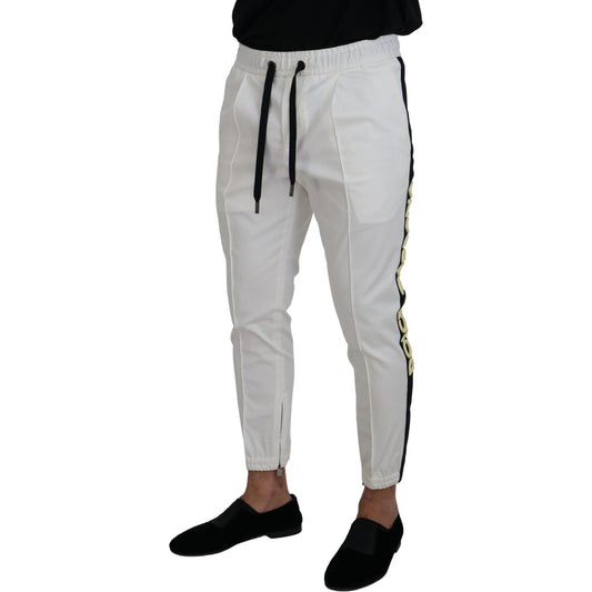 Elegant White Cotton Jogger Pants