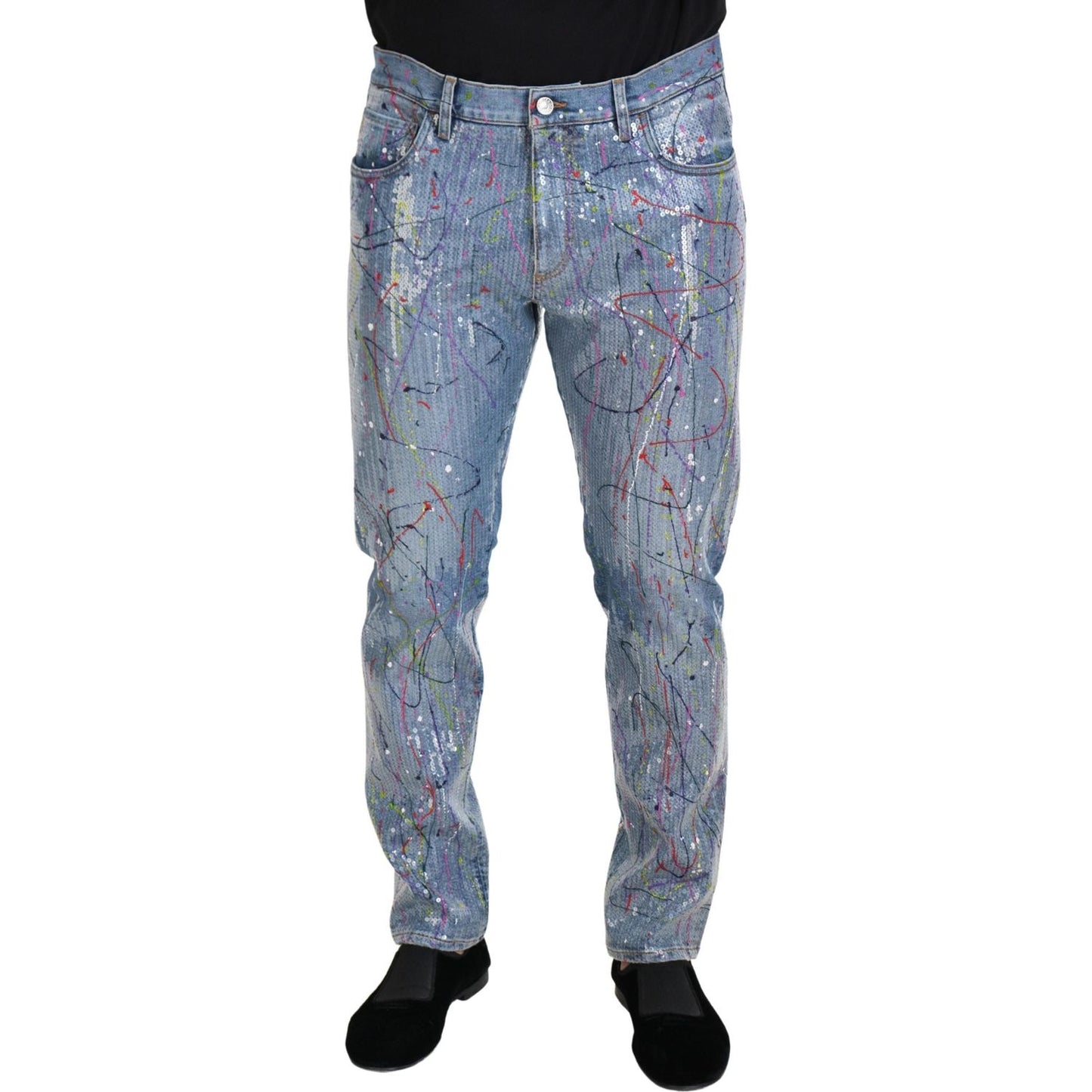 Exquisite Color Splash Denim Pants