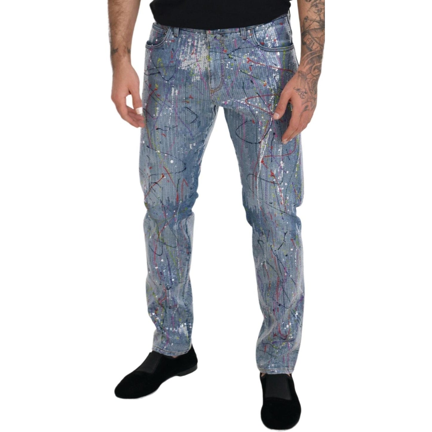 Exquisite Color Splash Denim Pants