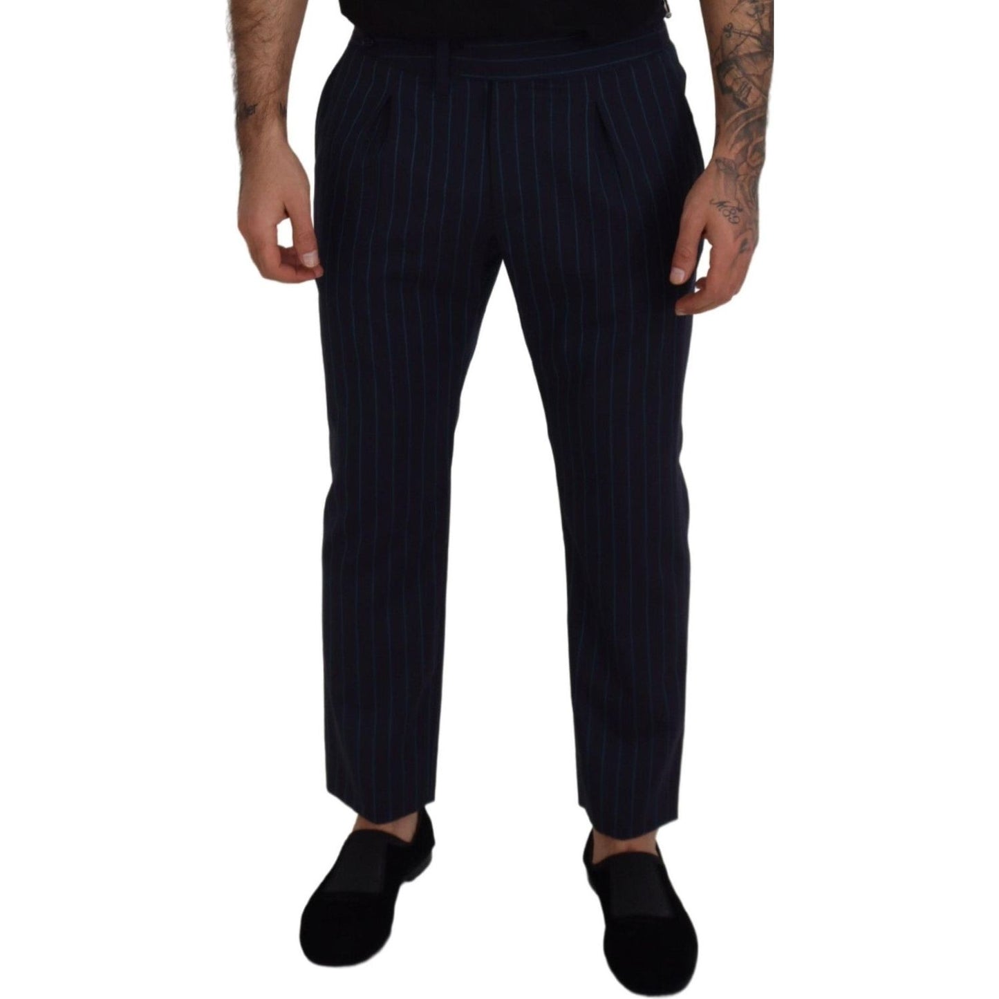 Elegant Stripe Virgin Wool Trousers