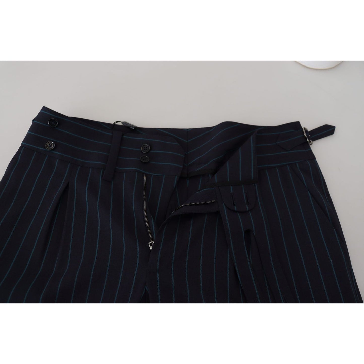 Elegant Stripe Virgin Wool Trousers