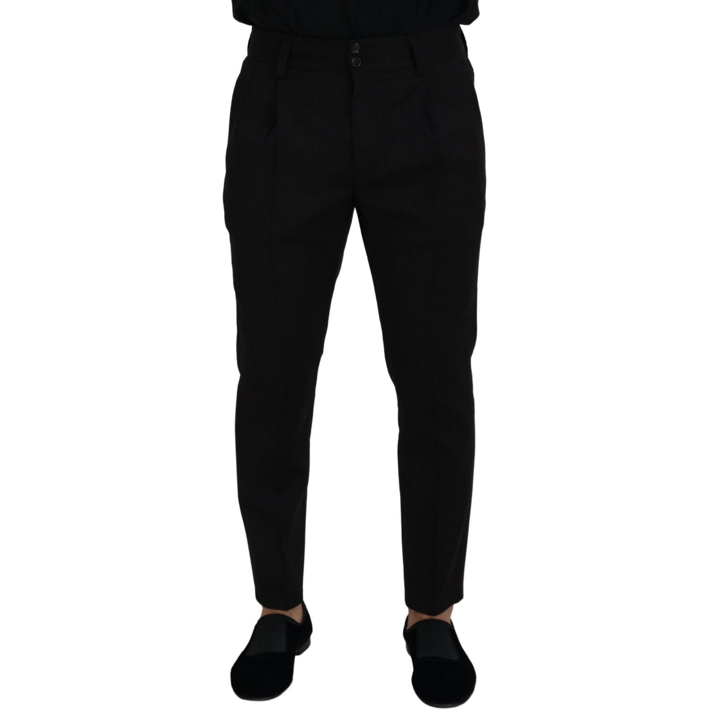 Elegant Black Virgin Wool Trousers