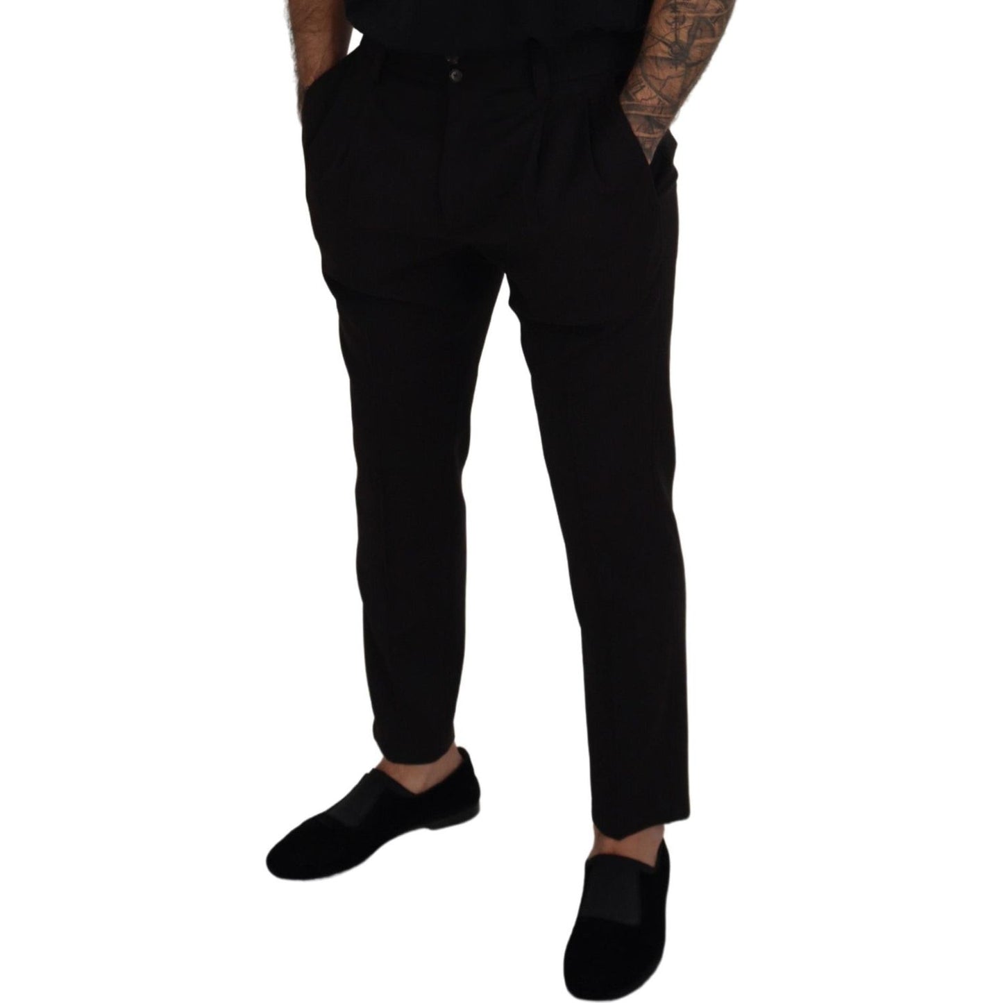 Elegant Black Virgin Wool Trousers