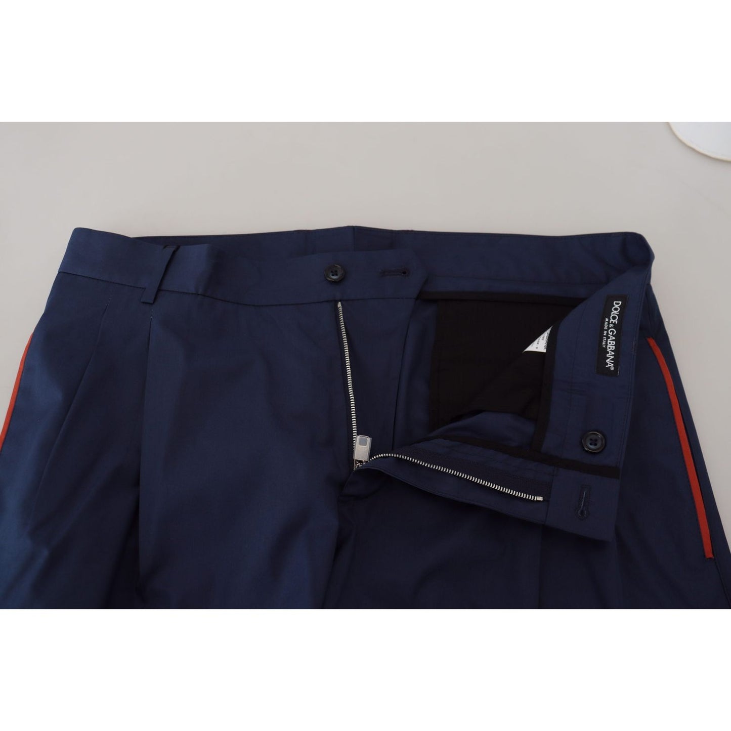 Elegant Blue Cotton Silk Pants