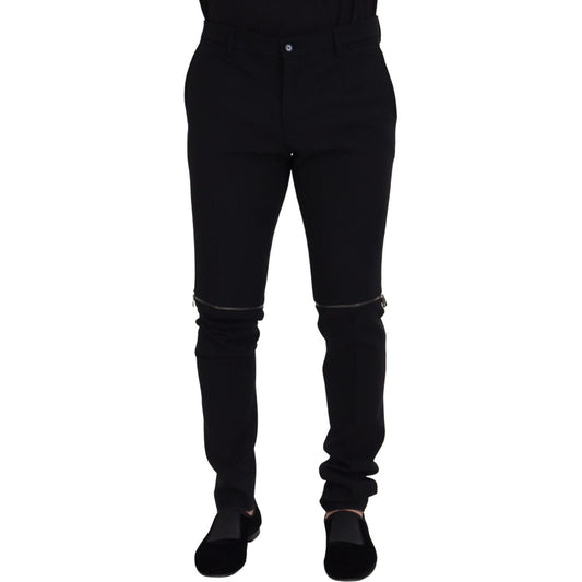 Elegant Black Virgin Wool Trousers