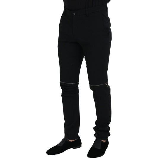 Elegant Black Virgin Wool Trousers