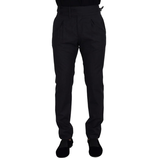 Elegant Dark Grey Wool Silk Pants