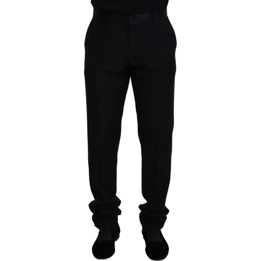 Elegant Black Virgin Wool Blend Trousers