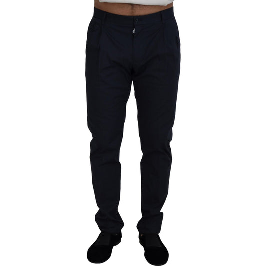 Elegant Blue Cotton Stretch Pants