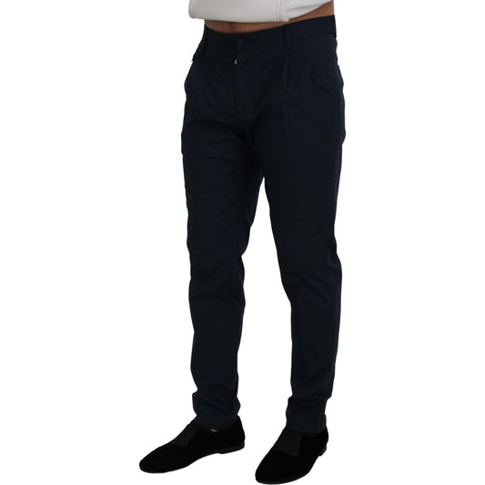 Elegant Blue Cotton Stretch Pants