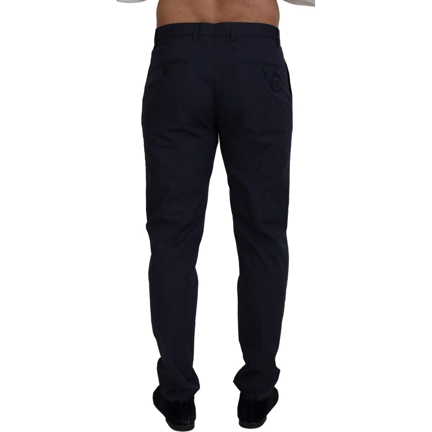 Elegant Blue Cotton Stretch Pants