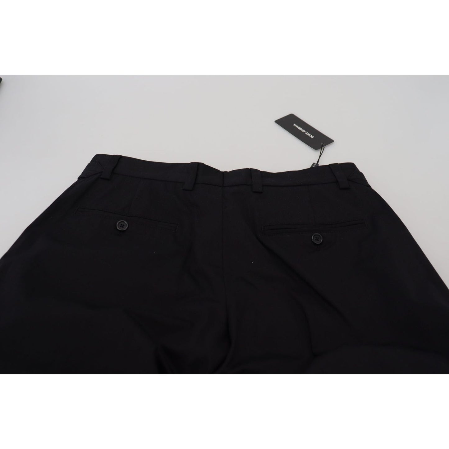 Sleek Black Italian Designer Pants with Side Buckle