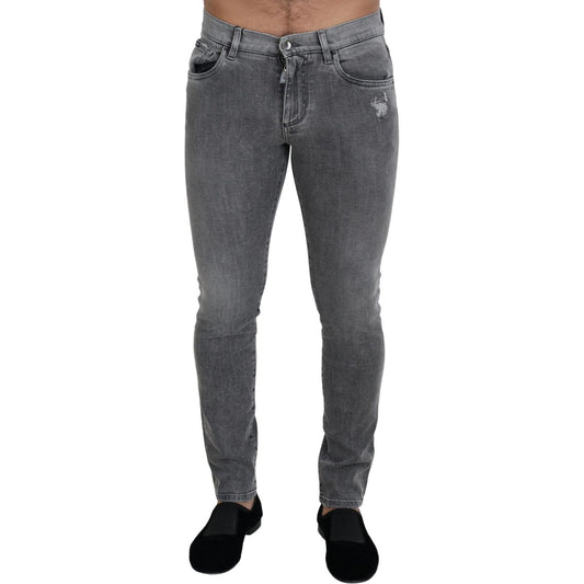 Chic Grey Washed Denim Pants