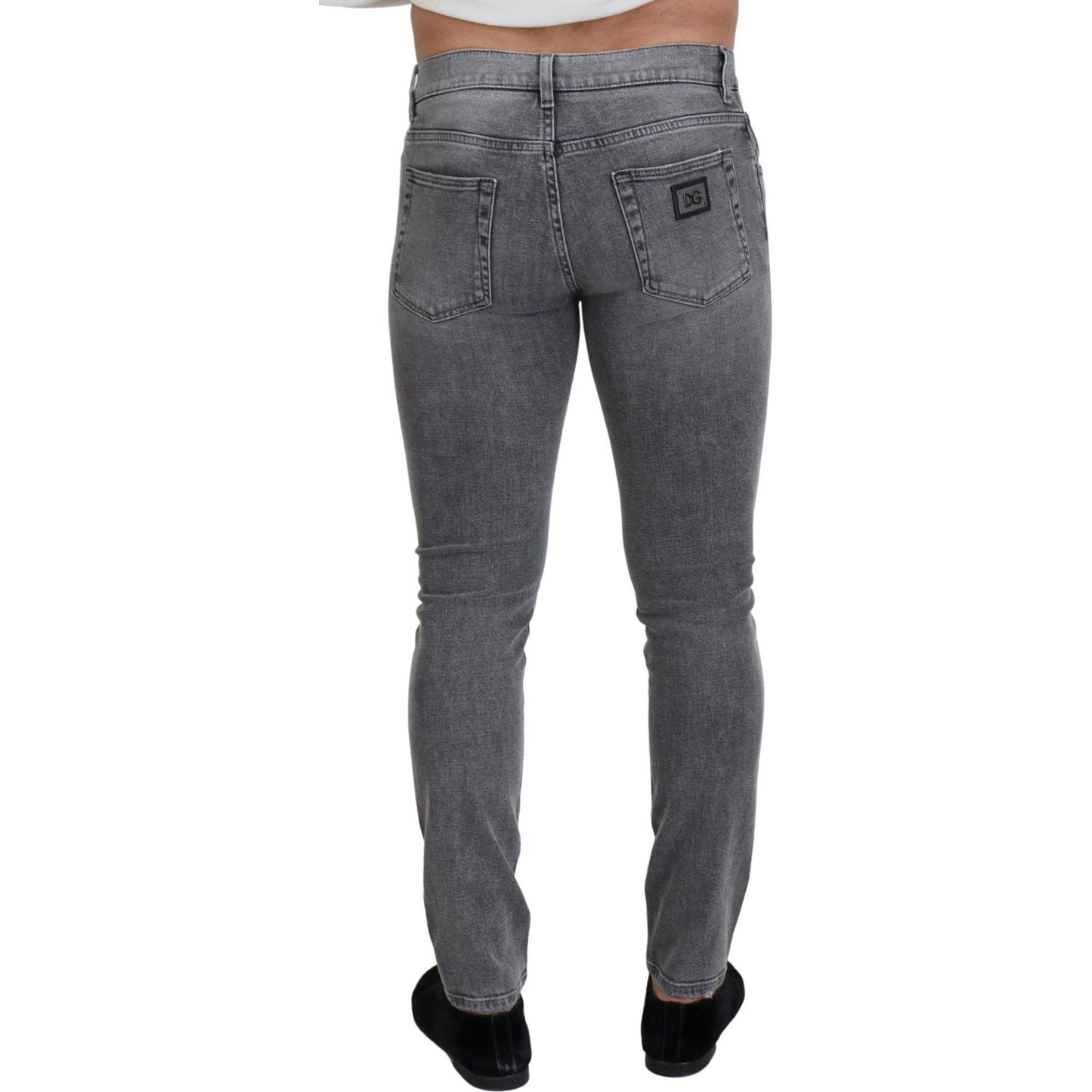 Chic Grey Washed Denim Pants