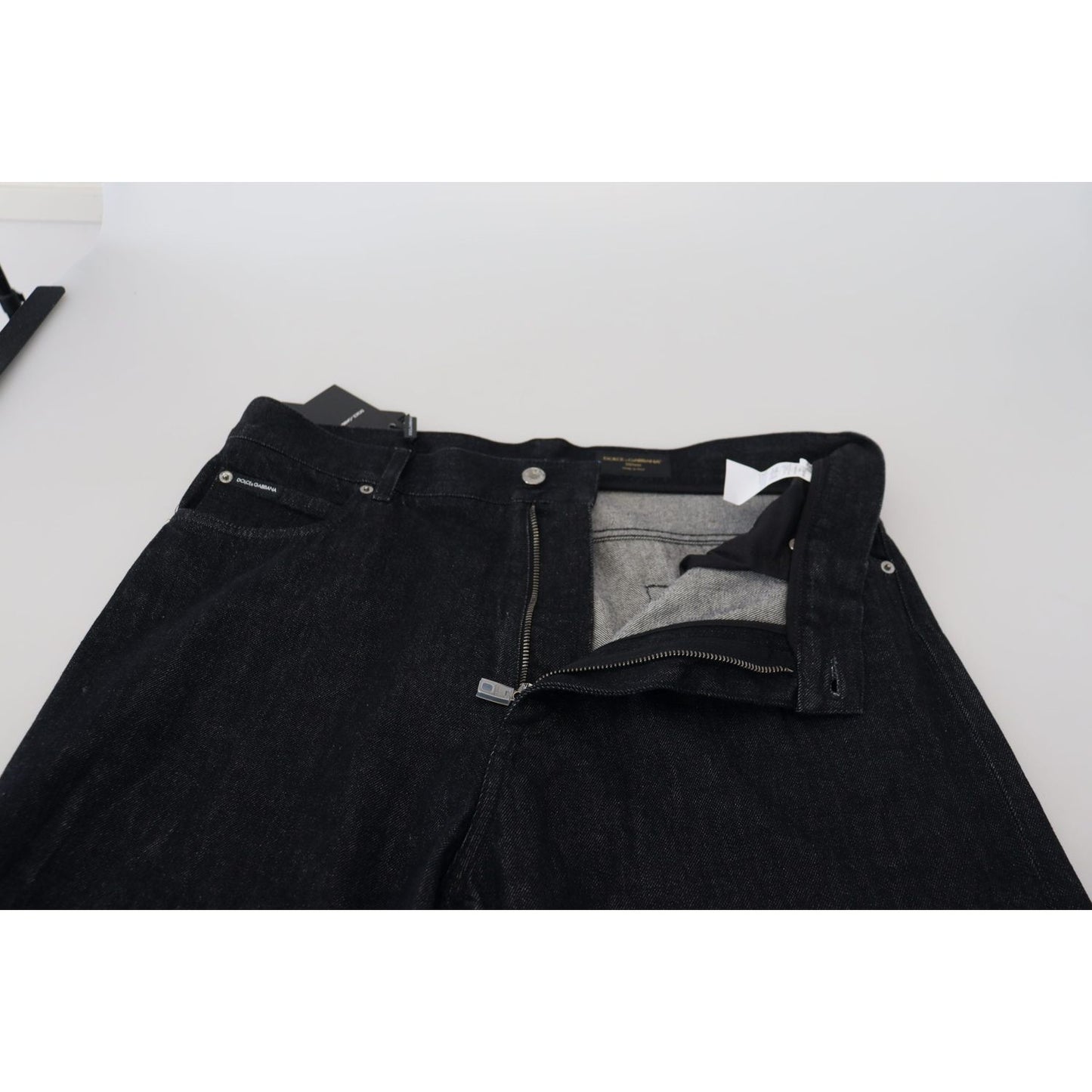 Elegant Black Washed Denim Pants Luxe Cotton