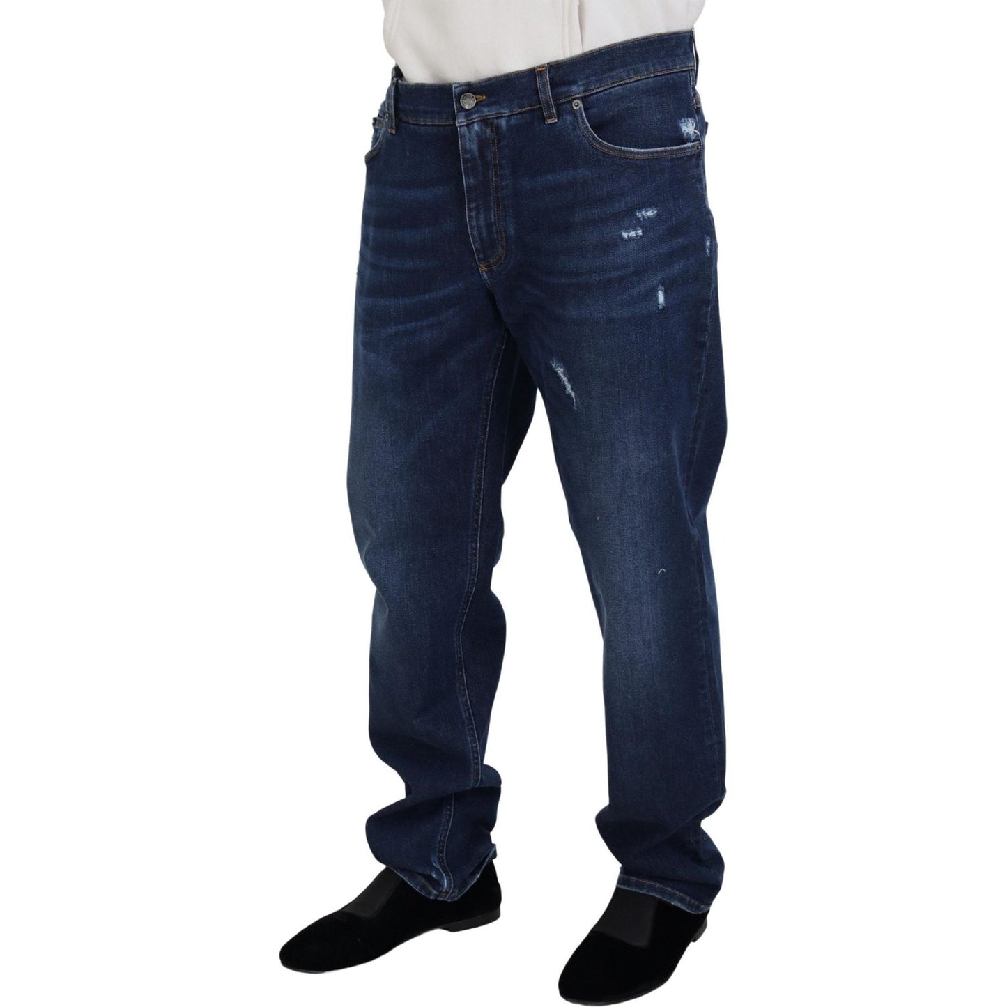 Elegant Blue Washed Denim Pants