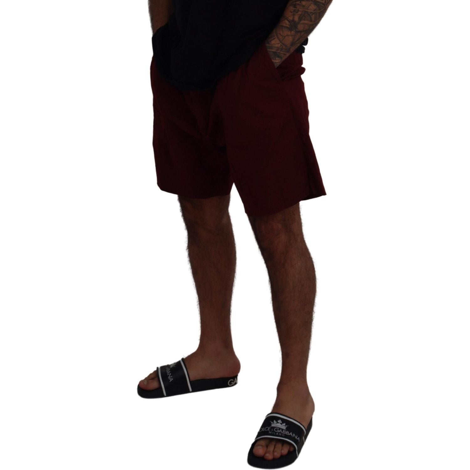 Dolce & Gabbana Maroon Cotton Bermuda Casual Shorts