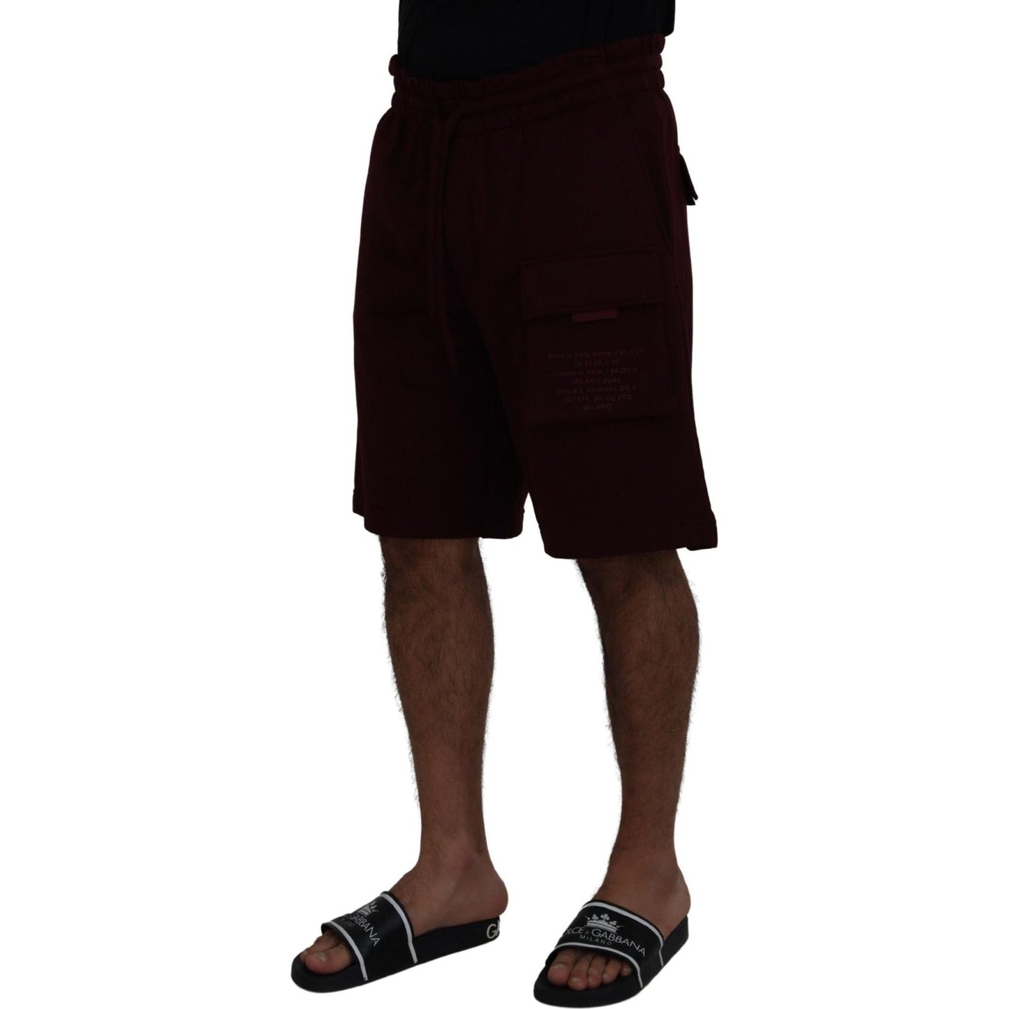 Dolce & Gabbana Maroon Bermuda Cargo Men Shorts