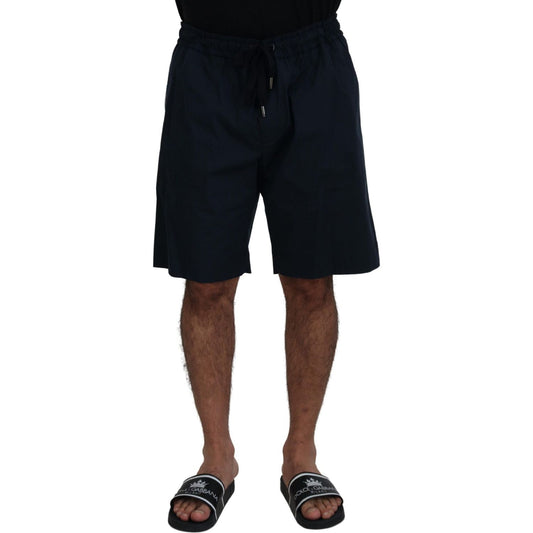 Elegant Blue Cotton Blend Shorts