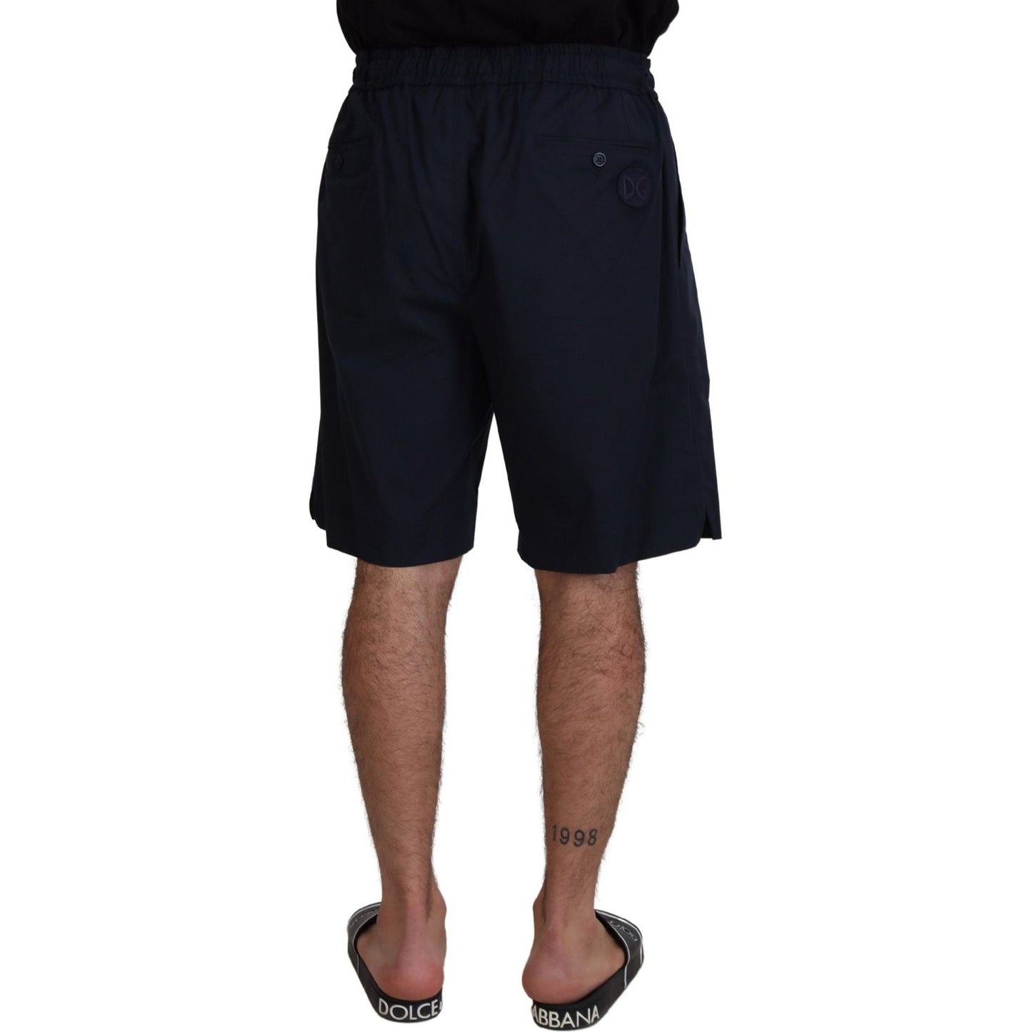 Elegant Blue Cotton Blend Shorts