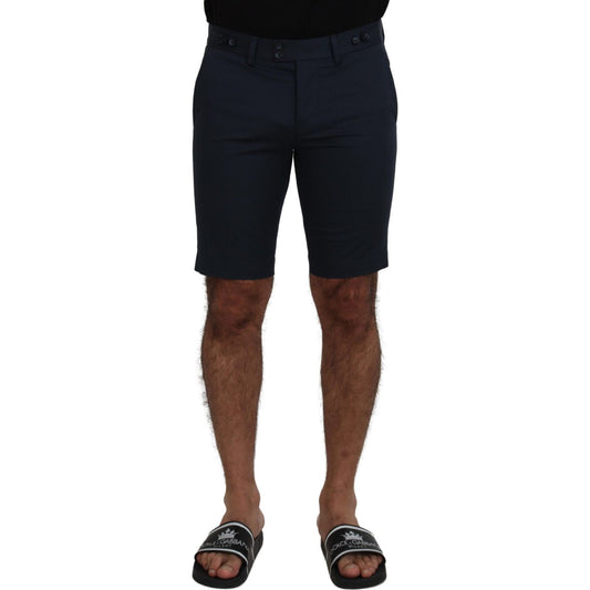 Elegant Blue Cotton Blend Shorts